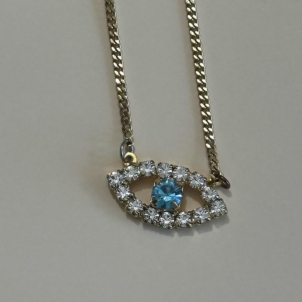 TOVA Elegant Gold and Blue Evil Eye Necklace